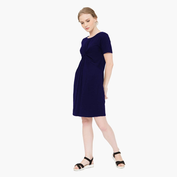 Clea Nursing Short Sleeve Nursing Dress Navy