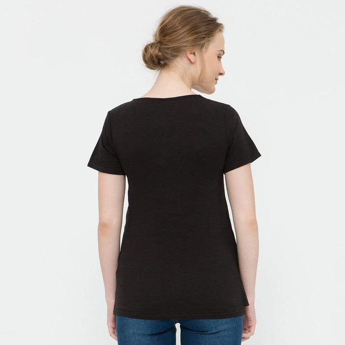 Cloria Overlap Nursing Top Black