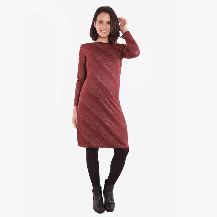 Colette Bateau Neck Dress Maroon