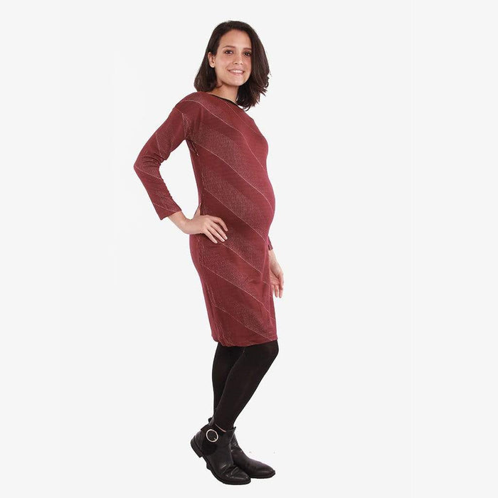 Colette Bateau Neck Dress Maroon