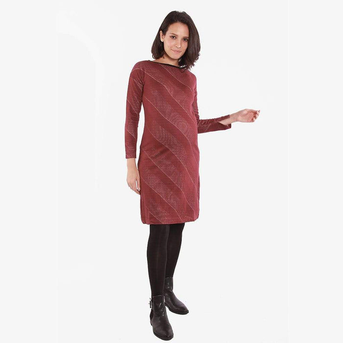 Colette Bateau Neck Dress Maroon