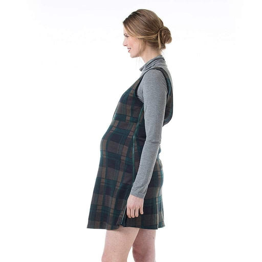 Coralia V-Neck Plaids Maternity Dress Navy