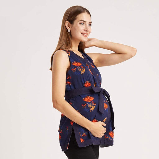 Cristen Nursing Top Moroccan Navy