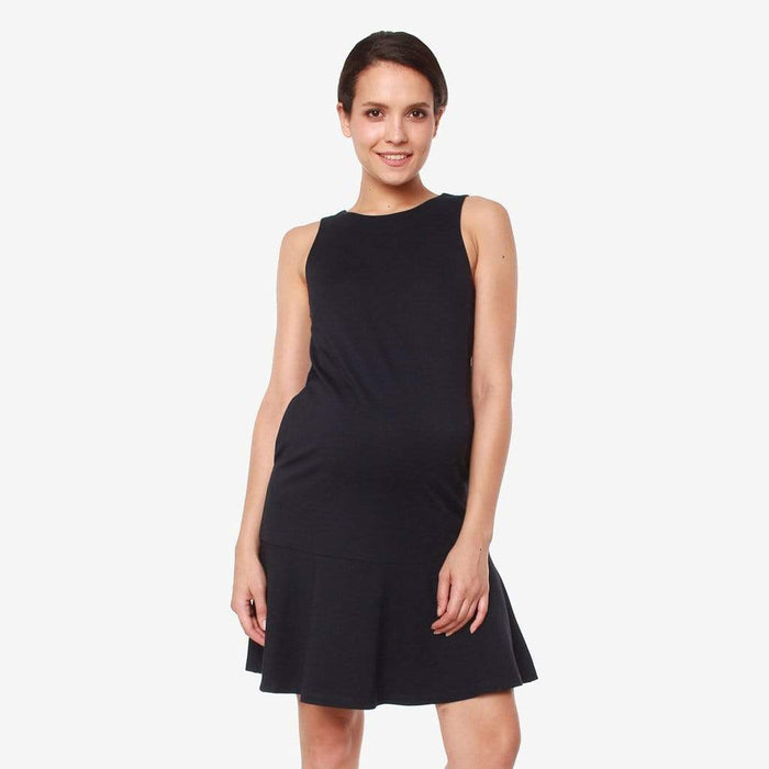 Cyra Flare Sleeveless Hem Maternity Dress Navy
