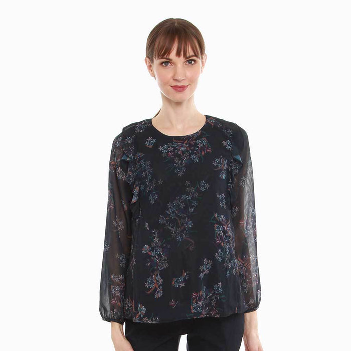 Dagan Long Sleeve Nursing Top Navy Print