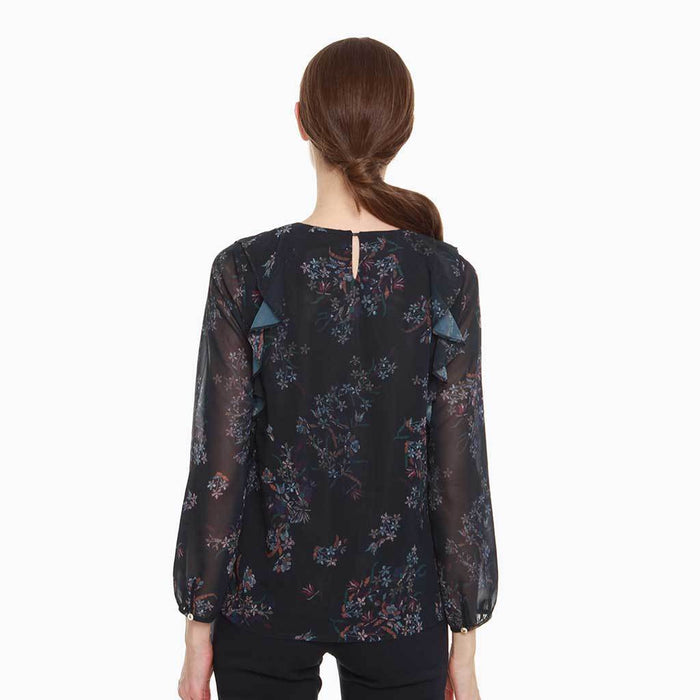 Dagan Long Sleeve Nursing Top Navy Print
