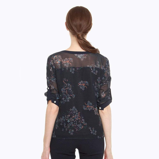 Dagmar 3/4 Sleeve Nursing Top Navy Print