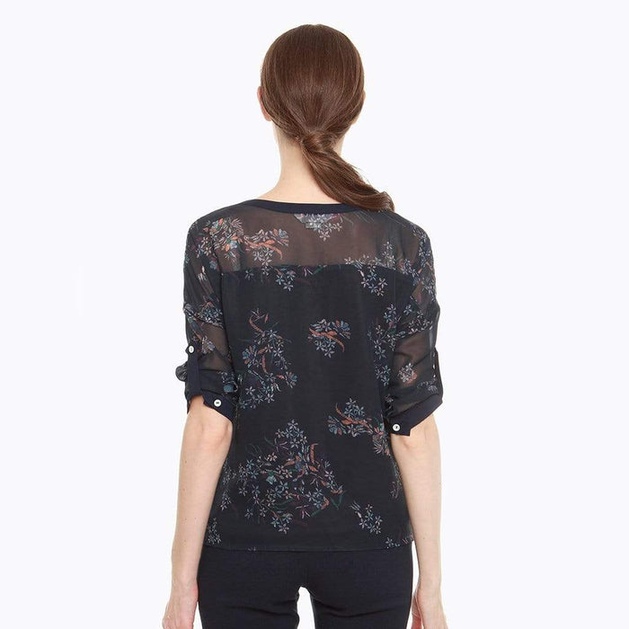 Dagmar 3/4 Sleeve Nursing Top Navy Print