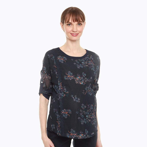 Dagmar 3/4 Sleeve Nursing Top Navy Print