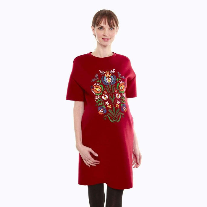 Danique Short Sleeve Maternity Dress Crimson Red