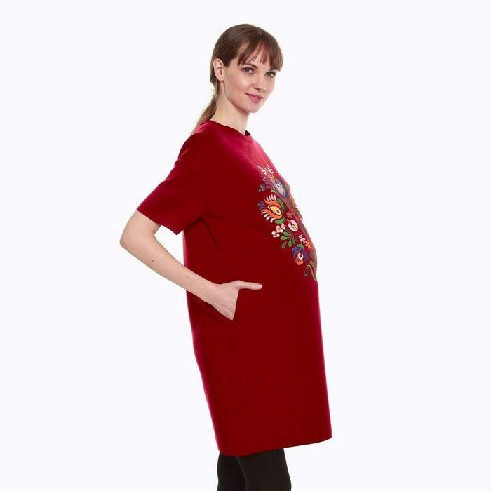 Danique Short Sleeve Maternity Dress Crimson Red