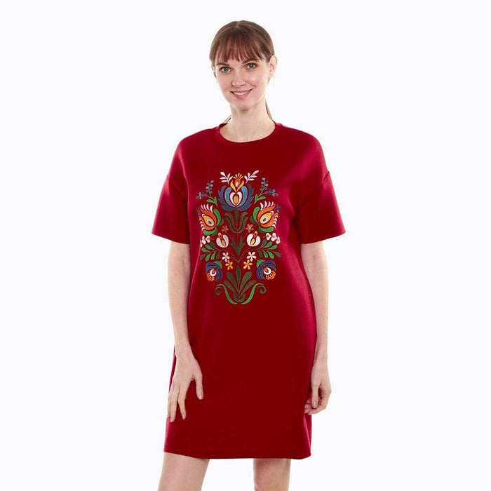 Danique Short Sleeve Maternity Dress Crimson Red