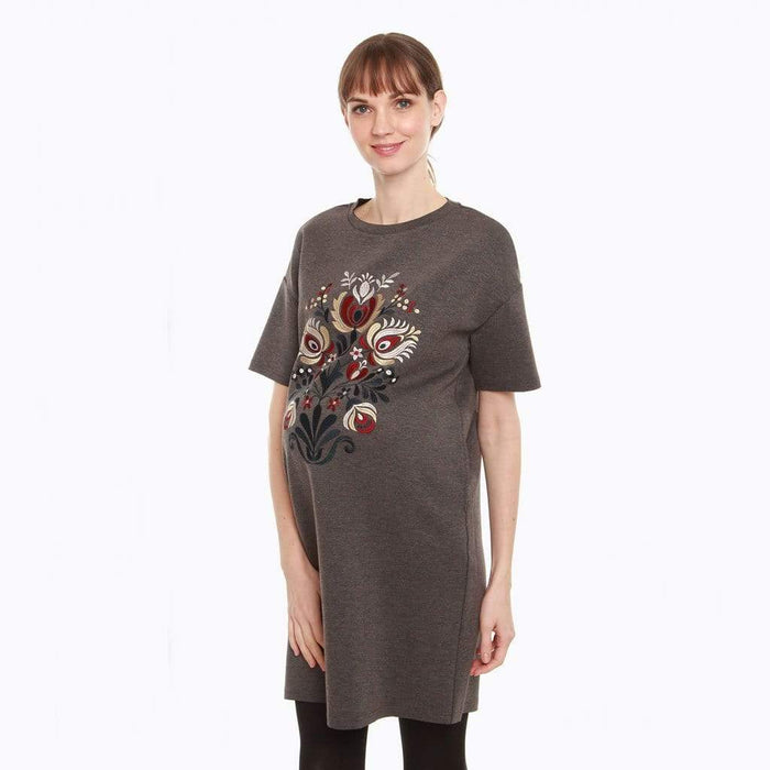 Danique Short Sleeve Maternity Dress Hue Grey