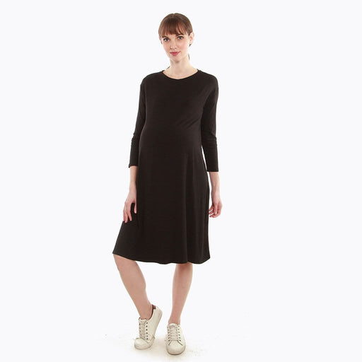 Dany Long Sleeve Bamboo Cotton Nursing Dress Black