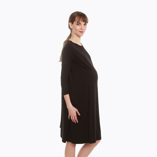 Dany Long Sleeve Bamboo Cotton Nursing Dress Black