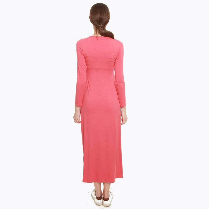 Danya Long Sleeve Bamboo Cotton Nursing Dress Dark Coral