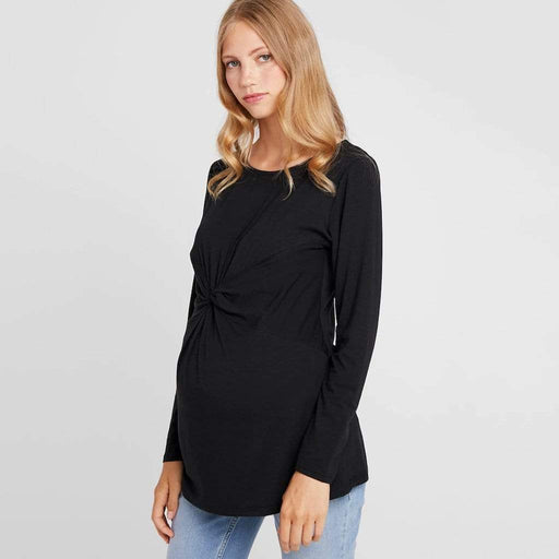 Darby Bamboo Cotton Long Sleeve Nursing Top Black