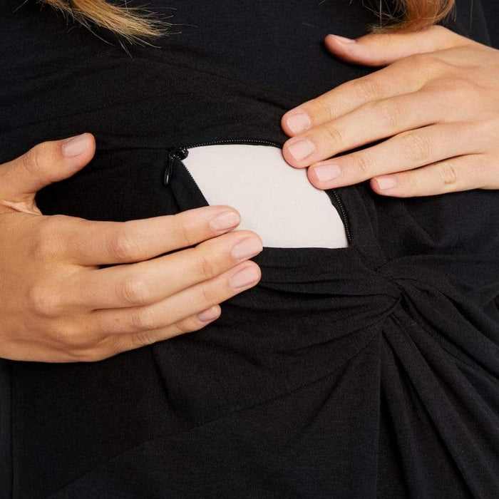 Darby Bamboo Cotton Long Sleeve Nursing Top Black