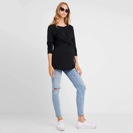 Darby Bamboo Cotton Long Sleeve Nursing Top Black