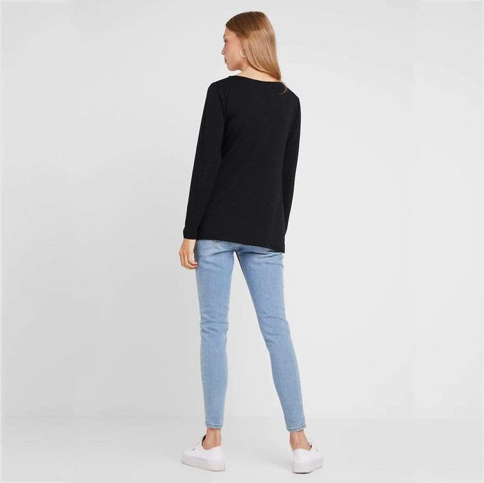 Darby Bamboo Cotton Long Sleeve Nursing Top Black