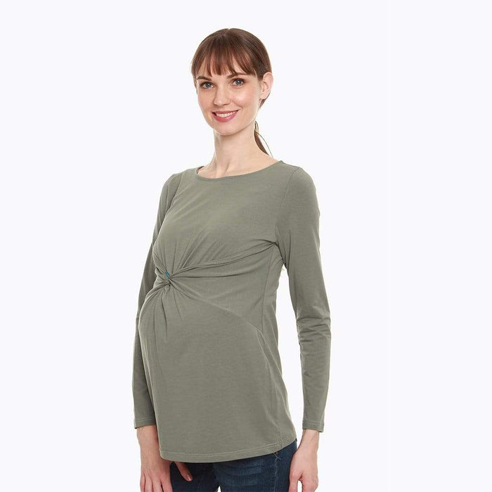 Darby Bamboo Cotton Long Sleeve Nursing Top Olive Green