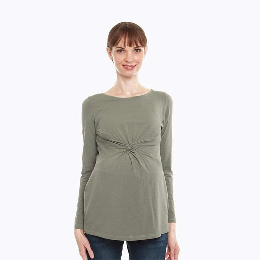 Darby Bamboo Cotton Long Sleeve Nursing Top Olive Green