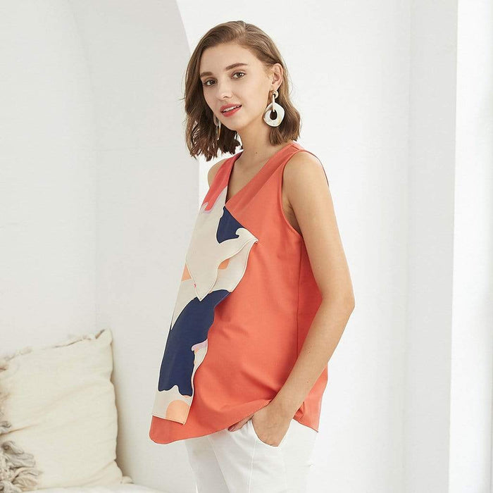 Deana Sleeveless Nursing Top Cantaloupe Print