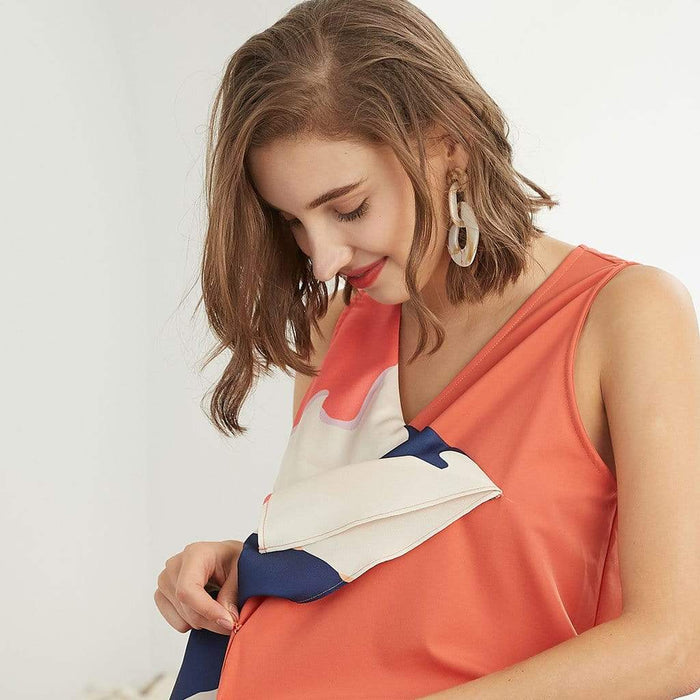 Deana Sleeveless Nursing Top Cantaloupe Print