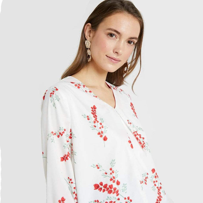 Deane Nursing Top White Floral