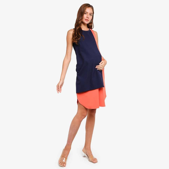 Debra Sleeveless Maternity Dress Navy