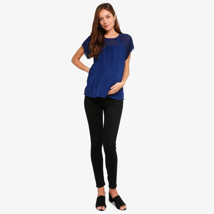 Debs Short Sleeve Nursing Top Navy