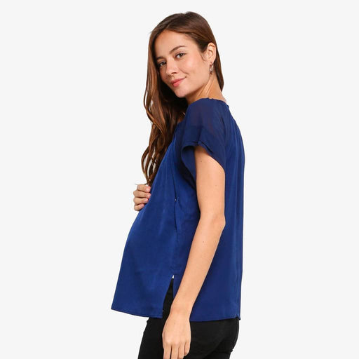 Debs Short Sleeve Nursing Top Navy