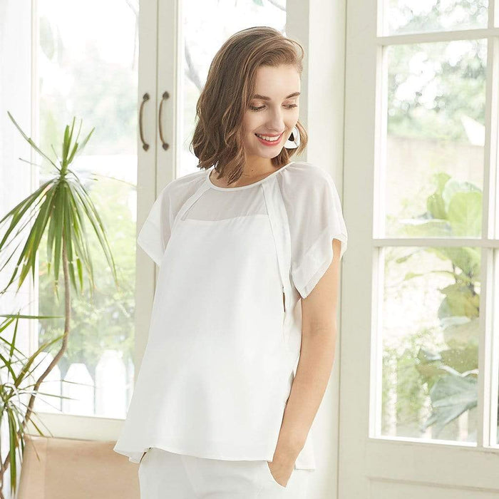Debs Short Sleeve Nursing Top White