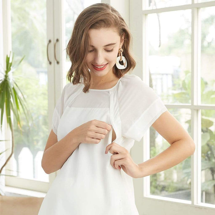 Debs Short Sleeve Nursing Top White