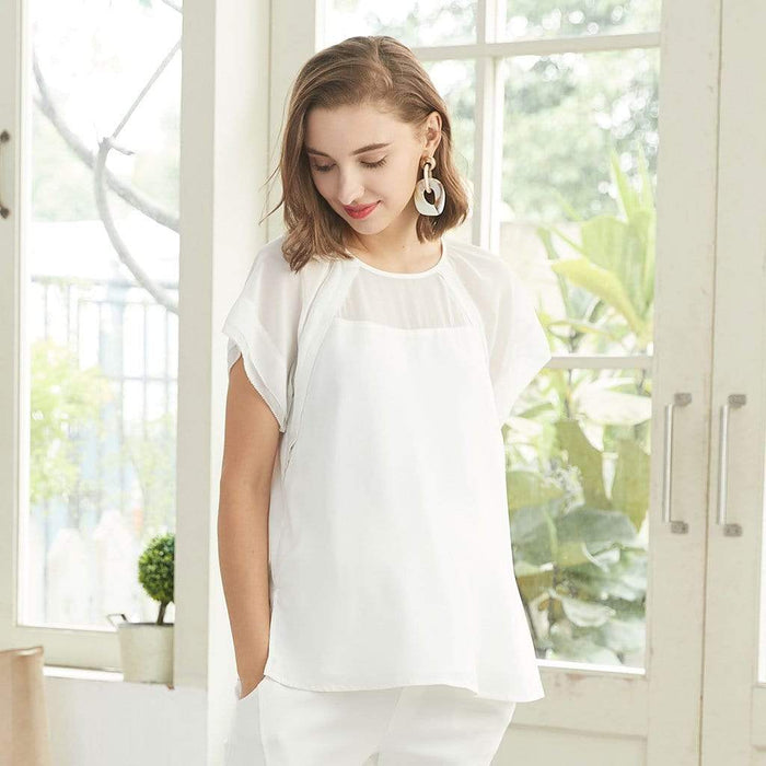 Debs Short Sleeve Nursing Top White