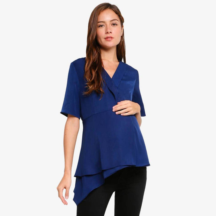 Delice Short Sleeve Nursing Top Navy