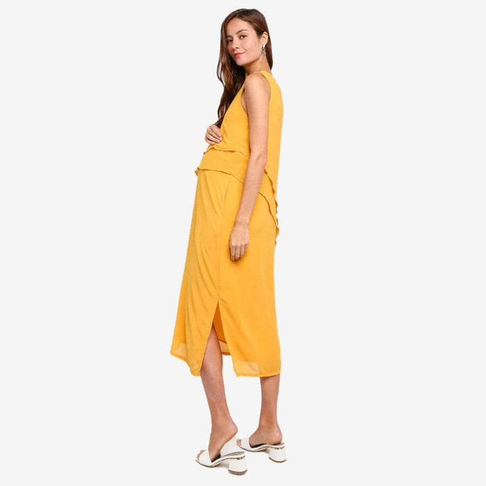 Delja Sleeveless Nursing Dress Yellow