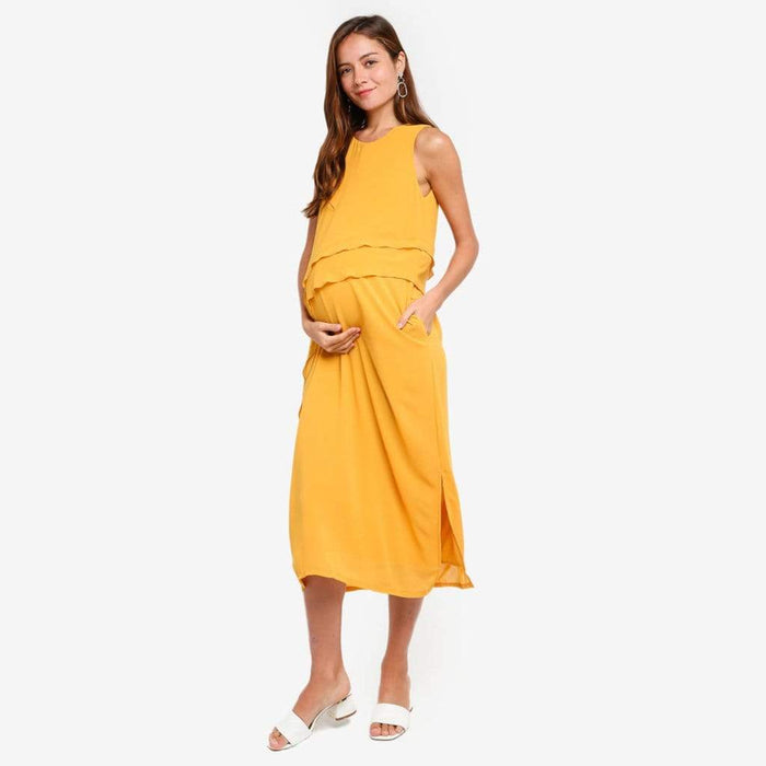 Delja Sleeveless Nursing Dress Yellow