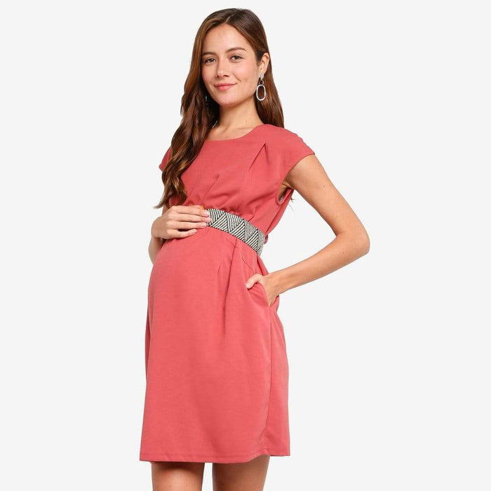 Dellen Short Sleeve Nursing Dress Terracotta