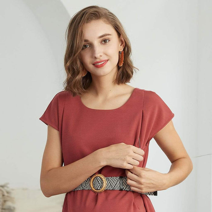 Dellen Short Sleeve Nursing Dress Terracotta