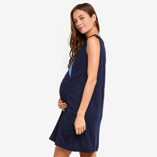 Delores Sleeveless Nursing Dress Navy
