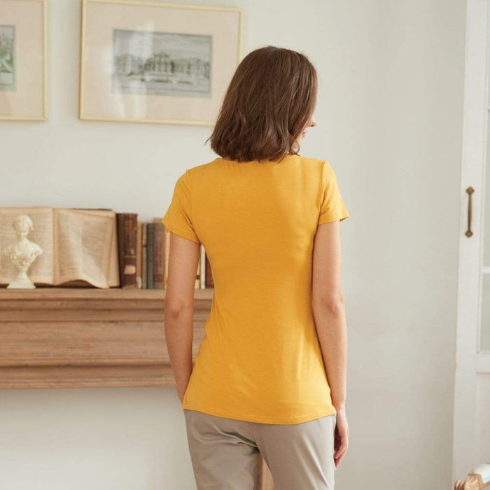Denisha Bamboo Cotton Short Sleeve Nursing Top Marigold