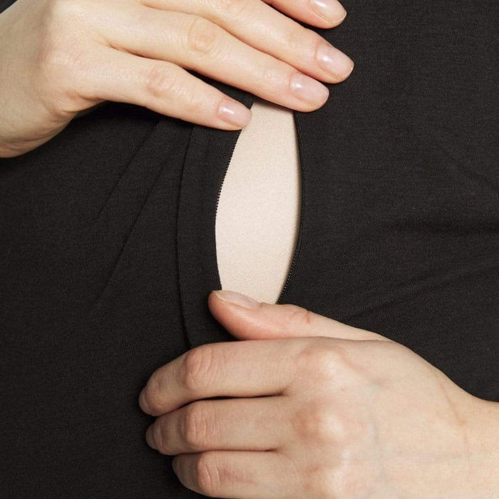 Dervla Bamboo Cotton Short Sleeve Nursing Top Black