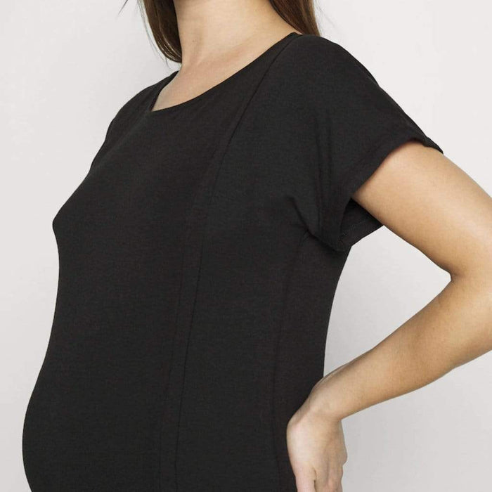 Dervla Bamboo Cotton Short Sleeve Nursing Top Black