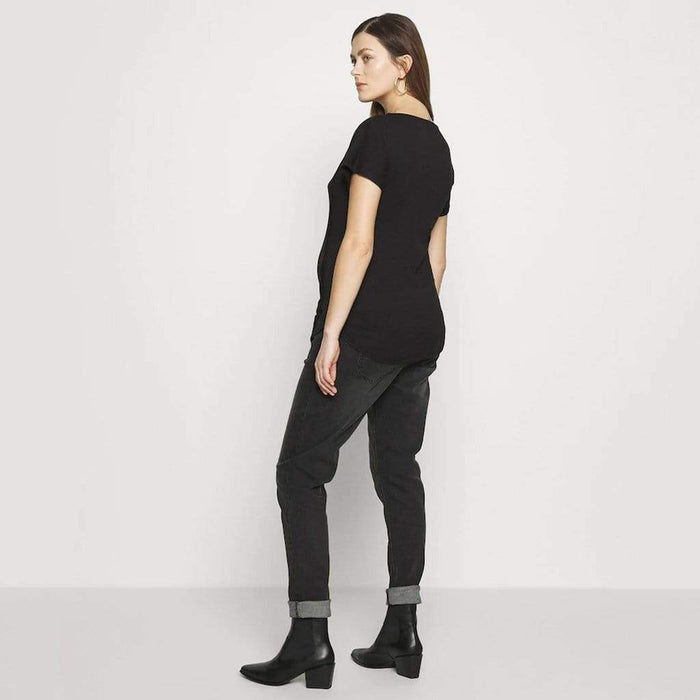 Dervla Bamboo Cotton Short Sleeve Nursing Top Black