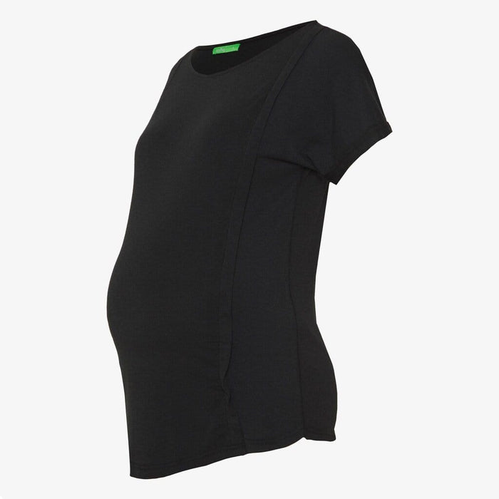 Dervla Bamboo Cotton Short Sleeve Nursing Top Black
