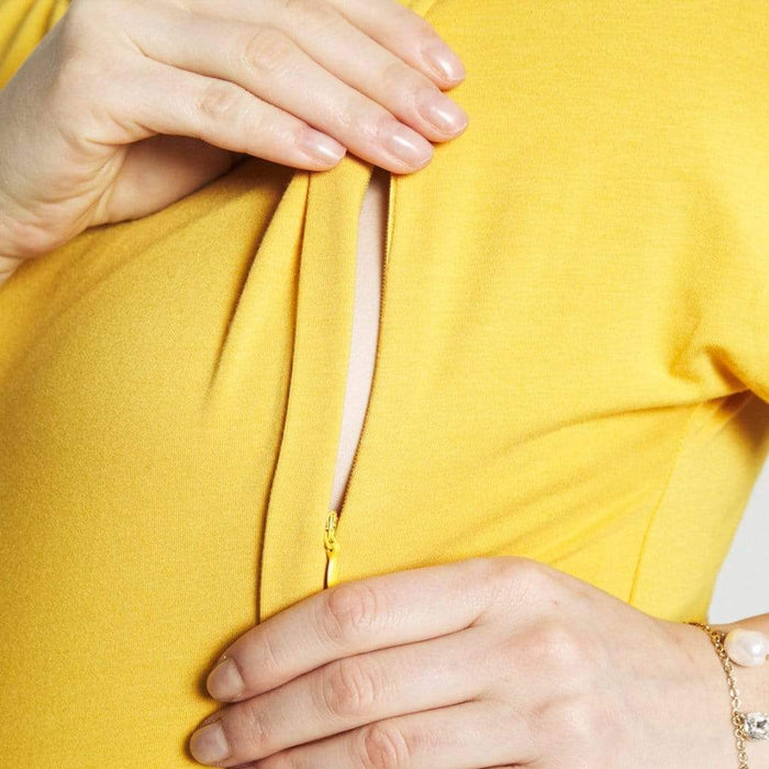 Dervla Bamboo Cotton Short Sleeve Nursing Top Marigold