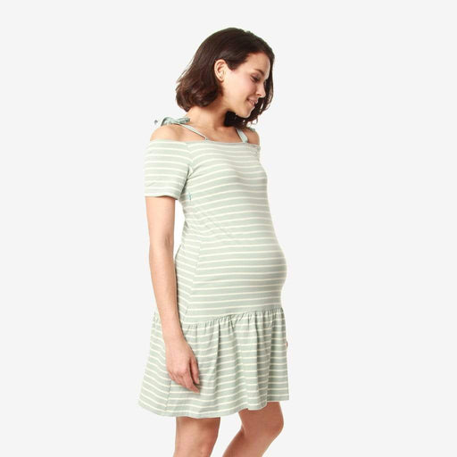 Drop Sleeves Candra Mint Stripe Nursing Dress