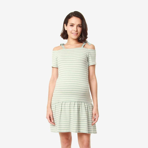 Drop Sleeves Candra Mint Stripe Nursing Dress