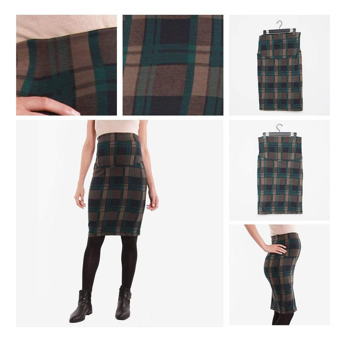 Eda Plaids Maternity Skirt Pencil  Navy